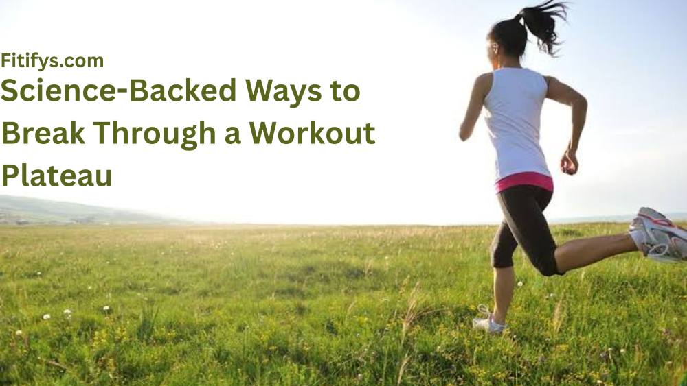 "An energetic woman running in a vast field, representing the drive needed to break through a workout plateau, as seen in the 'Science-Backed Ways to Break Through a Workout Plateau' article on Fitifys.com."